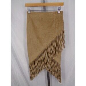 Express Fringe Faux Suede Skirt Size 0 Western Cowgirl Festival New